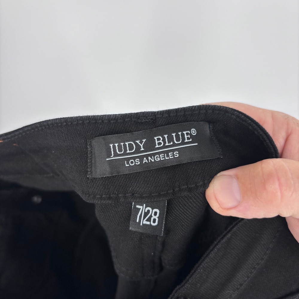 Judy Blue High Waist Tummy Control Straight Fit Jeans Womens 7/28 Black Stretch - Picture 7 of 10